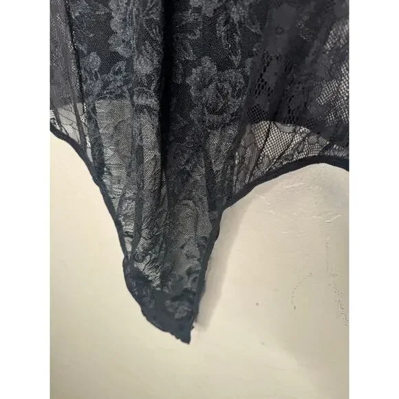 Anthropologie Long-Sleeve Sheer Lace Bodysuit Black Size XL NEW - Picture 7 of 9